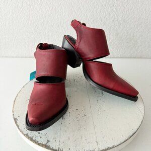 Lane Robin Mule Red Cowboy Boots Womens Western Short Ankle Snip Toe Size 5